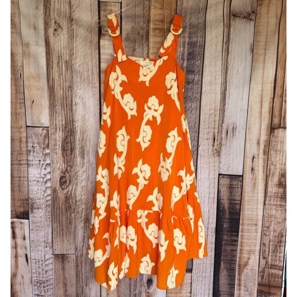 Exquise Phoebe Anthropologie Floral Tiered‎ Midi Resort Vacation Dress Medium